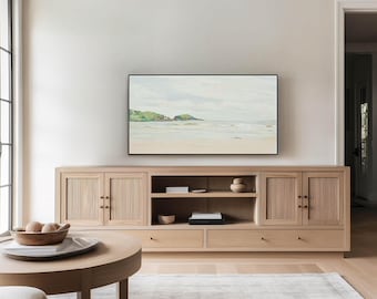 Frame TV Art Minimalist Coastal, Vintage Beach Landscape Painting
