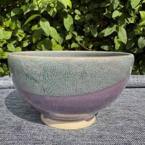 Handmade Ceramic bowl, breakfast bowl, purple and green