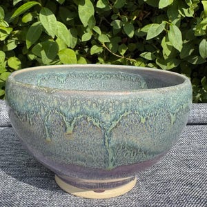 Handmade Ceramic bowl, breakfast bowl, purple and green