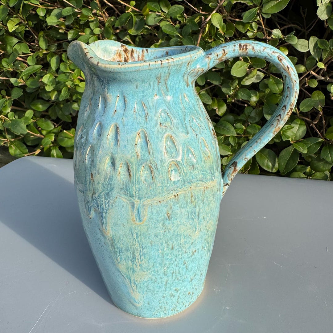 Handmade Blue Stoneware Jug: Wheel Thrown Vase, 25oz - Etsy