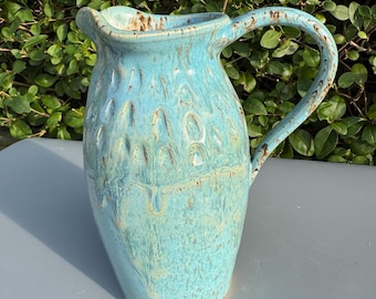 Jarra de cerâmica azul feita à mão: vaso feito à mão, 25 oz