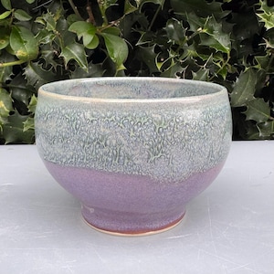 Handmade Ceramic bowl, breakfast bowl, purple and green