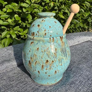 Handmade Ceramic Honey Pot with Dipper