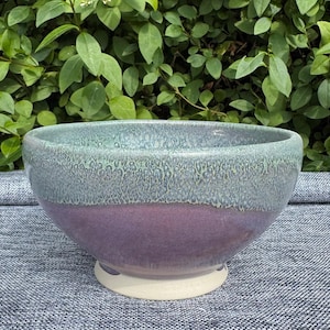 Handmade Ceramic bowl, breakfast bowl, purple and green