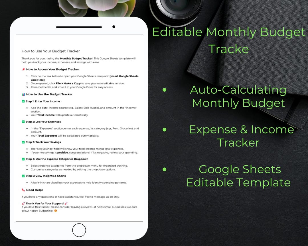Editable Google Sheets Budget Planner – Monthly Finance Tracker - Etsy