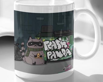Mugg - Trash Panda Tvättbjörnsdesign, 33 cl vit keramik