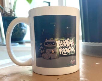 Mug - Trash Panda Raccoon Design, 11oz White Ceramic