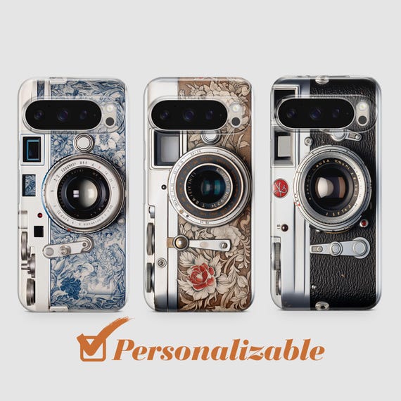 Camera Phone Case Retro Vintage Gadget Floral cover fit for Google Pixel 10 Pro XL 9 8 7 6 Pro 6A 3XL 5 4, iPhone 17 16, Samsung A15 S25