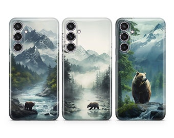 Bear Phone Case Mountains River Forest cover fit for Samsung S25 S24 S23 S22 FE S10 NOTE 20 A17 A55 A16 A56 A55 A24 A23 A32 A33 A34 A73 5G