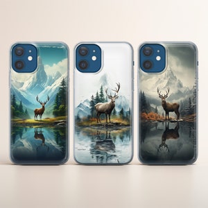 Custodia per telefono Deer Mountains Lake Forest adatta per iPhone 16 15 14 13 12 11 Pro Max Xr 7 8, Samsung S25 S24 S23 FE A16 A15 Note 20, Pixel 9
