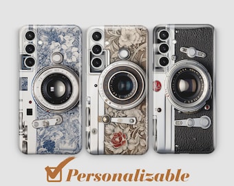 Camera Phone Case Retro Vintage Gadget Floral cover fit for Samsung S25 S24 S23 S22 FE S10 NOTE 20 A17 A55 A16 A56 A55 A24 A23 A32 A33 A34