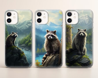 Raccoon Phone Case Cute Wildlife cover fit for iPhone 15 14 13 12 11 Pro Max Xr 7 8, Samsung S24 S23 S22 FE A14 A15 Note 20, Pixel 7 8