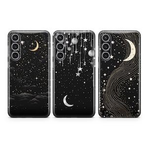 Mond Handyhülle Celestial Stars Cover passend für Samsung S25 S24 S23 S22 FE S10 NOTE 20 A16 A55 A15 A56 A55 A24 A23 A32 A33 A34 A73 5G