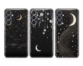 Moon Phone Case Celestial Stars cover fit for Samsung S24 S23 S22 S21 FE S10 NOTE 20 A15 A13 A14 A54 A53 A24 A23 A32 A33 A34 A73 5G