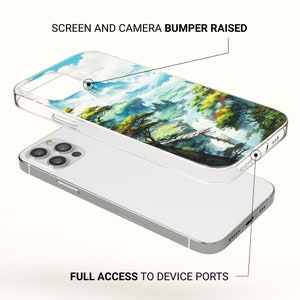 a cell phone with a picture of a landscape on it