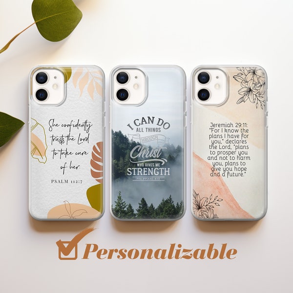 Bible Verse Phone Case Christian cover fit for iPhone 15 14 13 12 11 Pro Max Xr 7 8 Plus, Samsung S24 S23 S22 FE A14 A15 Note 20, Pixel 8 7A