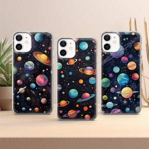 Space Phone Case Planets, Universe cover fit for iPhone 17 16 15 14 13 12 Pro Max Xr 7 8, Samsung S25 S24 S23 FE A16 A15 Note 20, Pixel 10
