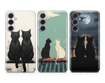 Cat Phone Case Personalized Kittens on roof cover fit for Samsung S25 S24 S23 S22 FE S10 NOTE 20 A17 A55 A16 A56 A55 A24 A23 A32 A33 A34 A73