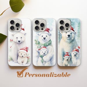 Christmas Phone Case Polar Bear cover fit for iPhone 16 15 14 13 12 11 Pro Max Xr 7 8 Plus, Samsung S25 S24 S23 FE A16 A15 Note 20 Pixel 7 8