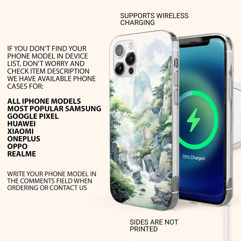 a picture of an iphone case with a picture of a waterfall