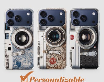 Camera Phone Case Retro Vintage Gadget Floral cover fit for iPhone 18 17 16 15 14 13 Pro Max Xr 7 8, Samsung S25 S24 S23 FE A17 A16 Note 20