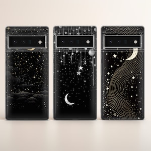 Moon Phone Case Celestial Stars cover fit for Google Pixel 8 8A 8 Pro 7 6 5 4 3 2 XL 8 Pro 7A 6A 5A 5G 4A 7 Pro 6 Pro, iPhone, Samsung