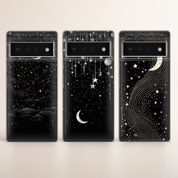 Moon Phone Case Celestial Stars cover fit for Google Pixel 8 8A 8 Pro 7 6 5 4 3 2 XL 8 Pro 7A 6A 5A 5G 4A 7 Pro 6 Pro, iPhone, Samsung
