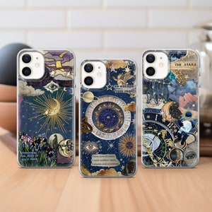 Moon Phone Case Celestial Collage cover fit for iPhone 17 16 15 14 13 12 Pro Max Xr 7 8, Samsung S25 S24 S23 FE A16 A15 Note 20, Pixel 10 7