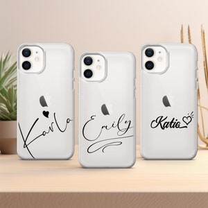 Clear Phone Case Custom Personalized Name cover fit for iPhone 17 16 15 14 13 12 Pro Max Xr 7 8 Plus, Samsung S25 S24 S23 FE A16 A15 Note 20