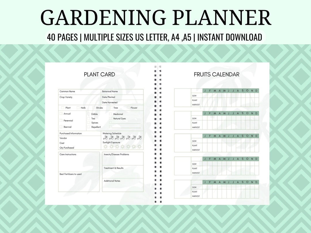Gardening Planner Printable Garden Calendar Gardening - Etsy