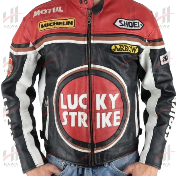 Giacca Lucky Strike da uomo, giacca per amanti della moto, look classico attraente, giacca resistente, fatta a mano, regalo per uomo