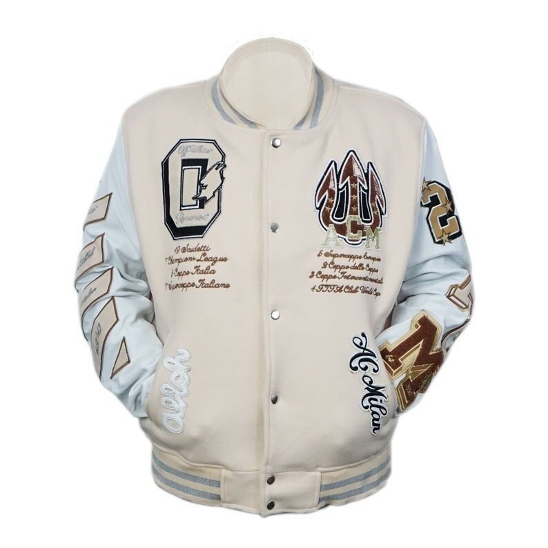 Off White Ac Milan Grey Varsity Jacket