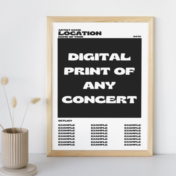 Aangepaste concertposter gemaakt voor elk concert, digitaal bestand