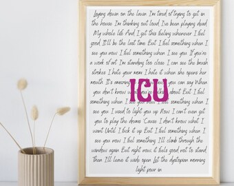 ICU - Phoebe Bridgers song poster, both versions included