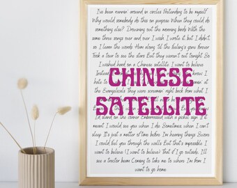 Chinese Satellite - Phoebe Bridgers song poster, both versions included