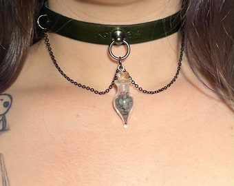 Choker, Witch, necklace, leather, wicca, witchy, witchy, black salt, pagan, celtic, day necklace.