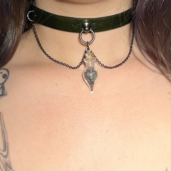 Ras de cou, Sorcière, collier, cuir, wicca, witchy, witch, sel noir, païen, celtique, collier de jour.