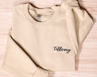 Personalized Registered Nurse Embroidery Sweatshirt, Custom Nurse Name Embroidered Hoodie, Nurse Appreciation Outfit, Nurse Graduation Gift