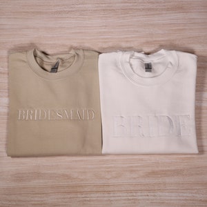 Bride Embroidered Sweatshirt, Bridesmaid Embroidery Hoodie, Bachelorette Outfit, Bridal Shower Clothing, Wedding Party Gift, Engagement Gift