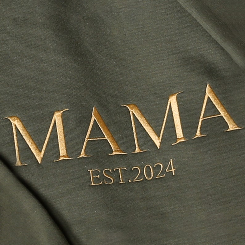 Personalized Mama Embroidered Sweatshirt, Custom Mom Embroidery Hoodie, New Mom Outfit, Pregnancy Reveal Clothing, Happy Mother's Day Gifts image 4