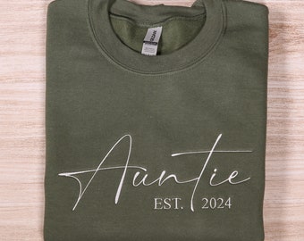 Custom Embroidered Auntie Sweatshirt, Personalized Embroidery Aunt Hoodie With Kids Names, Best Aunt Outfit, Trendy New Auntie Clothing Gift