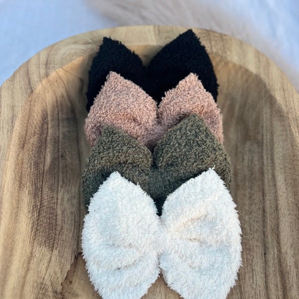 COZY KNIT SOLIDS • Big Bow Headwraps, Headbands, Clips, Piggies, Messy Bow for Newborns, Infants, Children. Soft and Stretchy. Handmade.