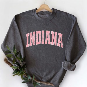 Indiana Sweatshirt, Indiana Pink Print Hoodie, Cute Indiana Sweater ...