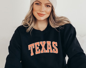 Texas Sweatshirt, Texas Orange Print Hoodie, Austin Cute Texas Fan Sweater, Texas College Student Gifts, University of Texas Sweatshirt