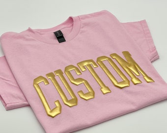 Custom Puff Print Sports Shirt, Puff Print Team Name Shirt, Embossed, Custom School Mascot, Puff School Sports, Sports Shirt, Mascot Shirt