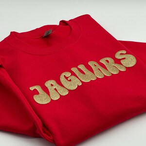 Custom Puff Print Team Name Sweatshirt, Embossed Mascot Sweatshirt, Metallic Puff Print Hoodie, Personalized School Mascot Sweatshirt, Gifts