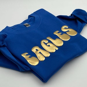 Custom Puff Print Team Name Sweatshirt, Embossed Mascot Sweatshirt, Metallic Puff Print Hoodie, Personalized School Name Sweatshirt, Gifts