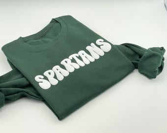 Custom Puff Print Team Name Sweatshirt, Mascot Sweatshirt, Embossed Print, Personalized School Name, Cute Gift, School Spirit Sweatshirt