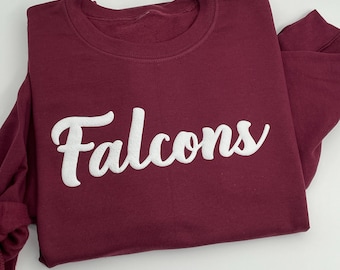 Custom Team Name Sweatshirt, Puff Print, Personalized School Name, Mascot Sweatshirt, School Name, School Spirit Sweatshirt, Embossed Print