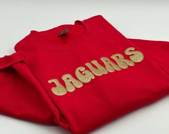Custom Puff Print Team Name Sweatshirt, Embossed Mascot Sweatshirt, Metallic Puff Print Hoodie, Personalized School Mascot Sweatshirt, Gifts